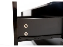 Mueble de TV con iluminación LED, 2 cajones y 2 estantes de cristal - Negro