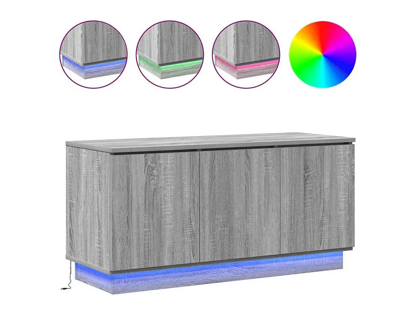 Mueble de TV con LED Gris sonoma 100 x 38 x 49 cm