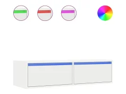 Mueble de TV con luces LED blanco 100X35,5x25 cm