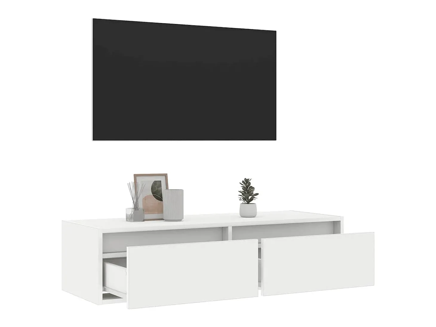 Mueble de TV con luces LED blanco 100X35,5x25 cm