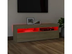 Mueble de TV con luces LED roble Sonoma 120x35x40 cm