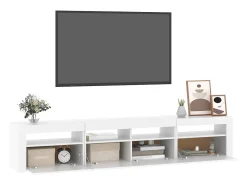 Mueble de TV con luces LED blanco 210x35x40 cm