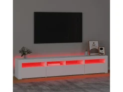 Mueble de TV con luces LED blanco 210x35x40 cm