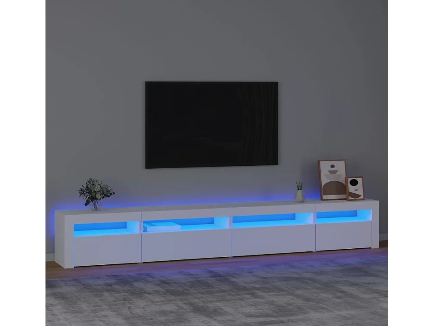 Mueble de TV con luces LED blanco 270x35x40 cm