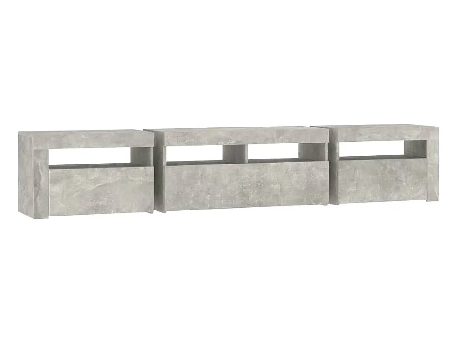 Mueble de TV con luces LED gris hormigón 210x35x40 cm