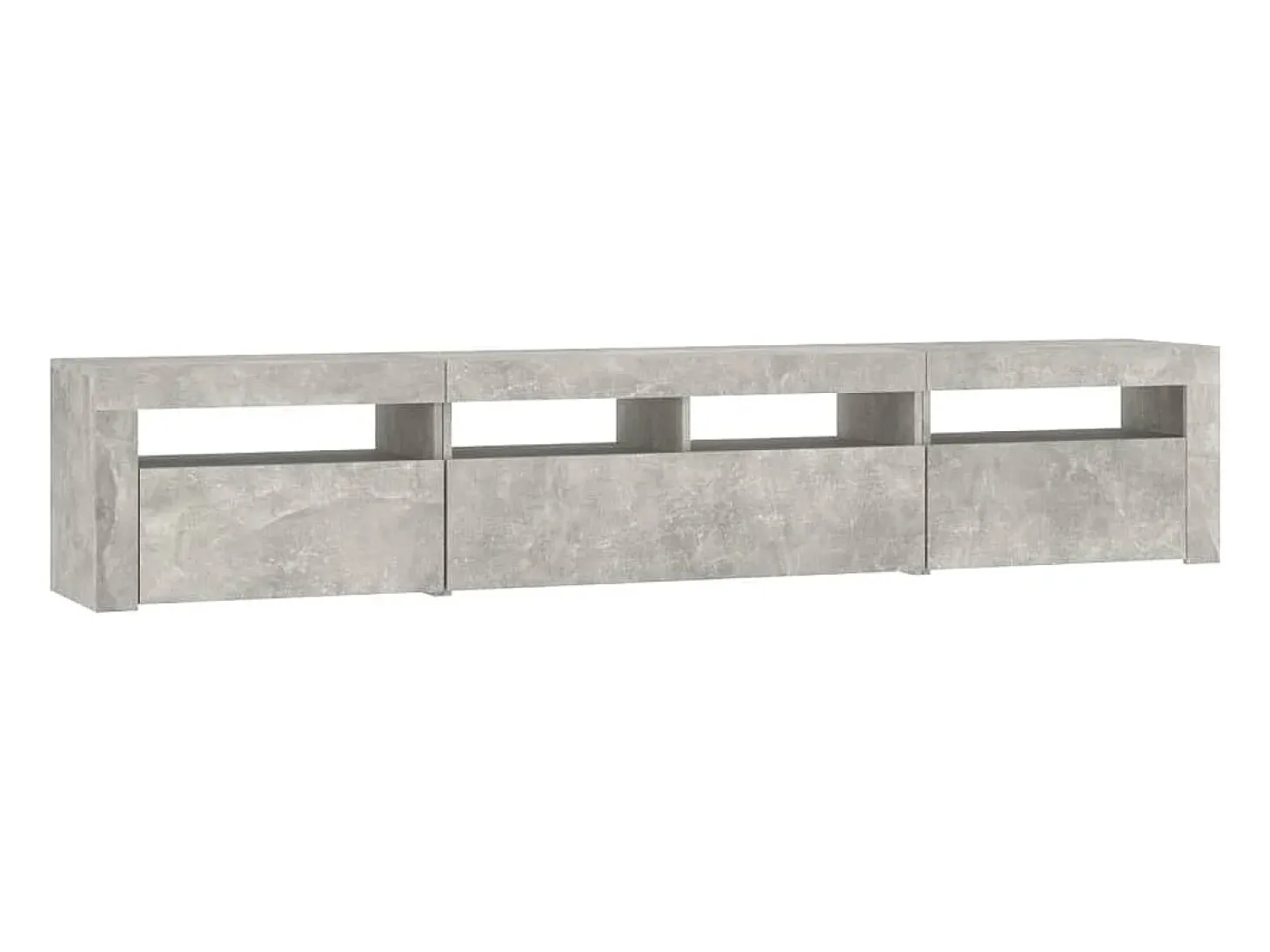 Mueble de TV con luces LED gris hormigón 210x35x40 cm