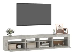 Mueble de TV con luces LED gris hormigón 210x35x40 cm