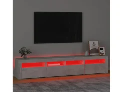 Mueble de TV con luces LED gris hormigón 210x35x40 cm