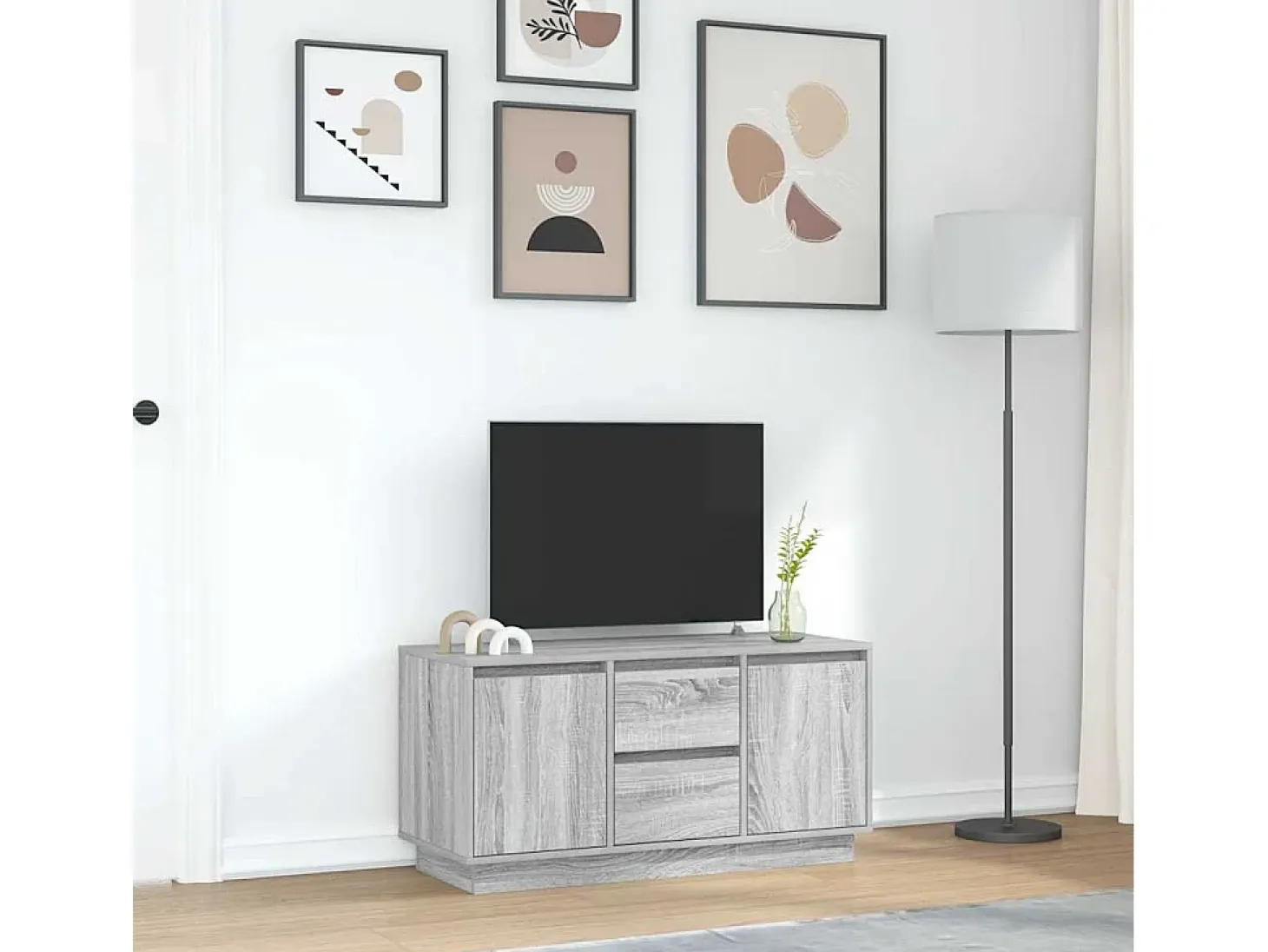 Mueble de TV con luces LED Sonoma gris 100x41x50 cm