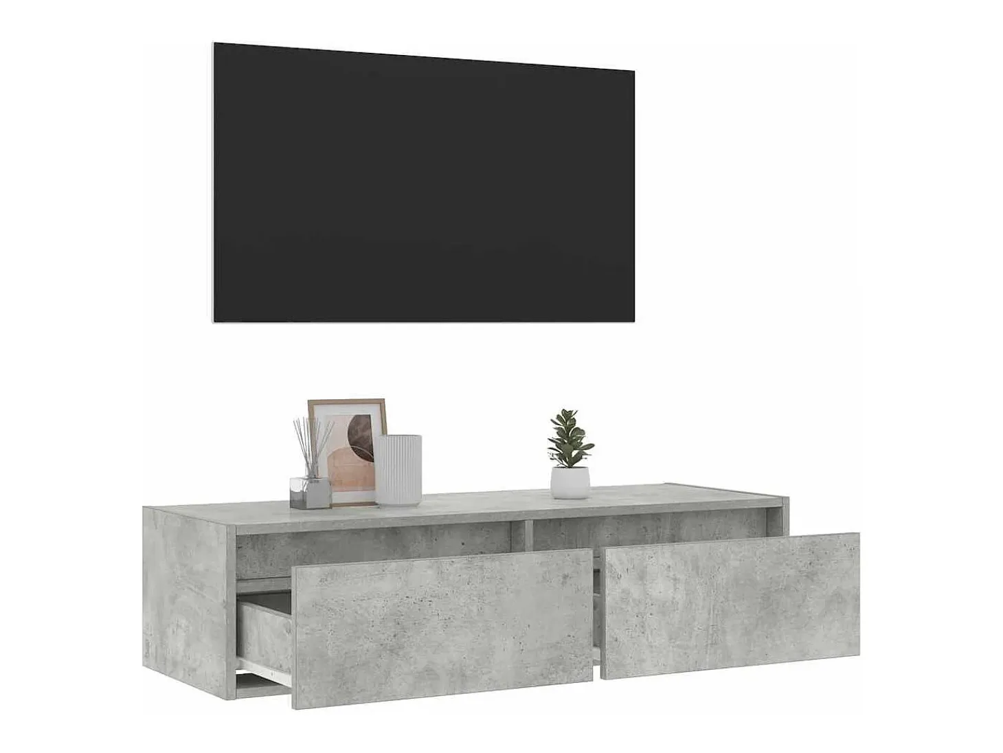 Mueble de TV con luces LED gris hormigón 100X35,5x25 cm