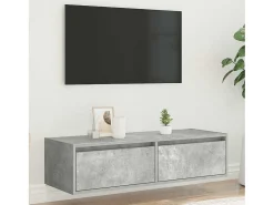 Mueble de TV con luces LED gris hormigón 100X35,5x25 cm