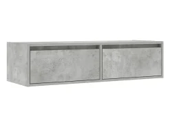 Mueble de TV con luces LED gris hormigón 100X35,5x25 cm