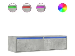 Mueble de TV con luces LED gris hormigón 100X35,5x25 cm