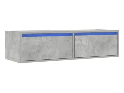 Mueble de TV con luces LED gris hormigón 100X35,5x25 cm