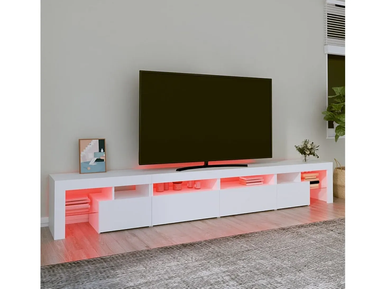 Mueble de TV con luces LED blanco 260x36,5x40 cm ES994018