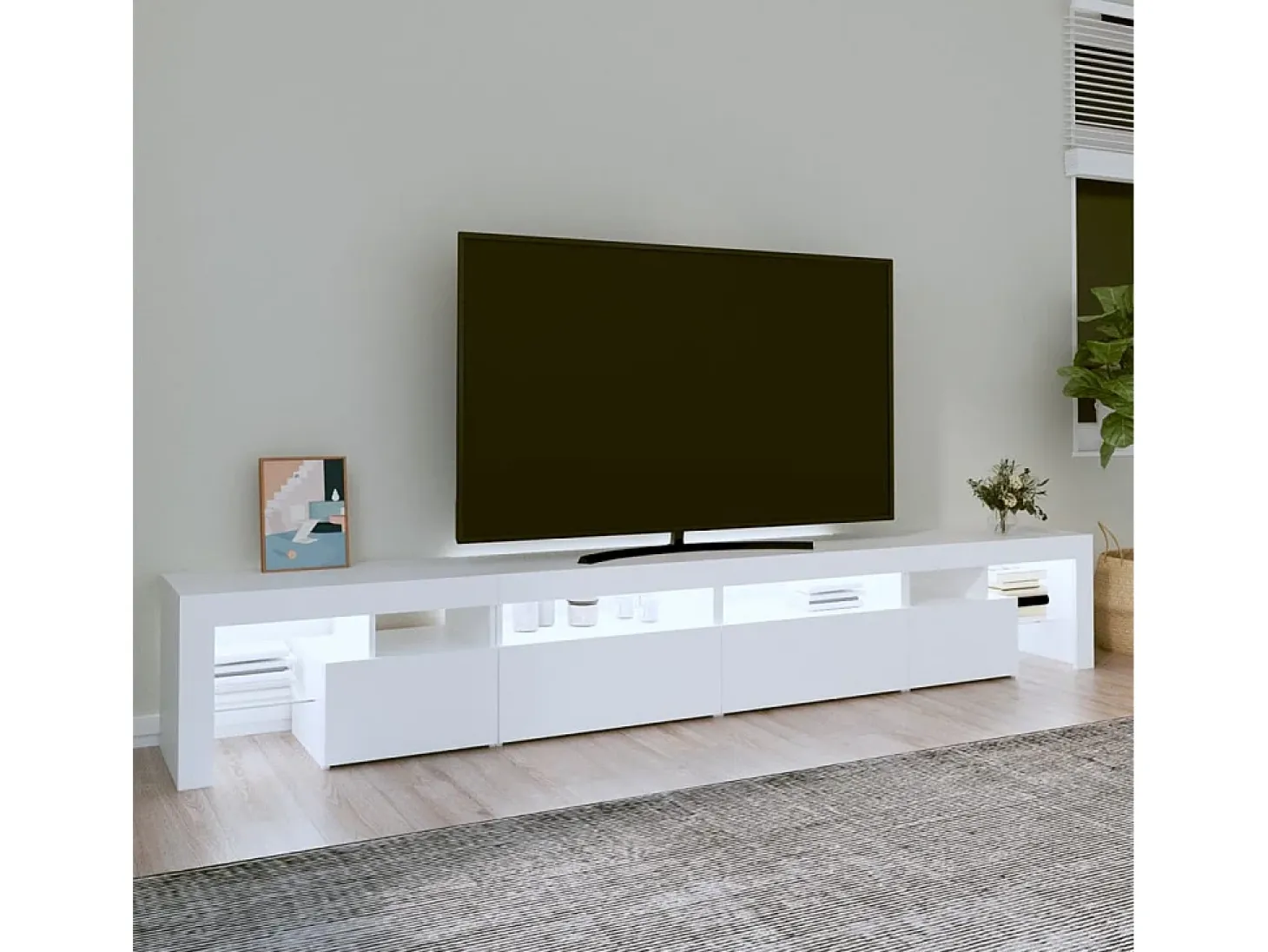 Mueble de TV con luces LED blanco 260x36,5x40 cm ES994018