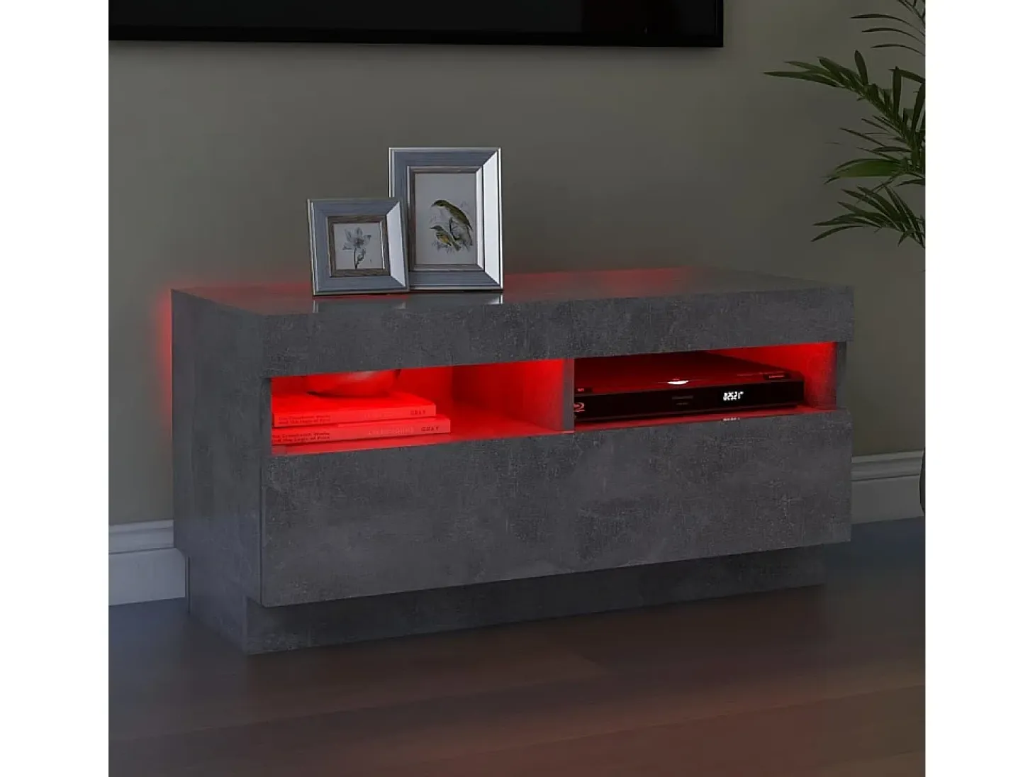 Mueble de TV con luces LED gris hormigón 80x35x40 cm