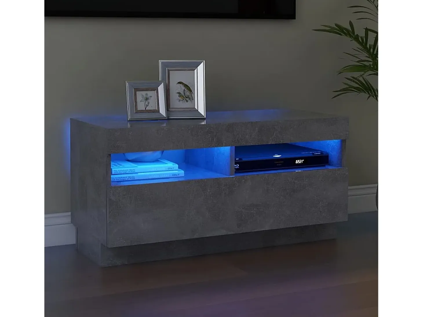 Mueble de TV con luces LED gris hormigón 80x35x40 cm