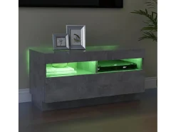 Mueble de TV con luces LED gris hormigón 80x35x40 cm
