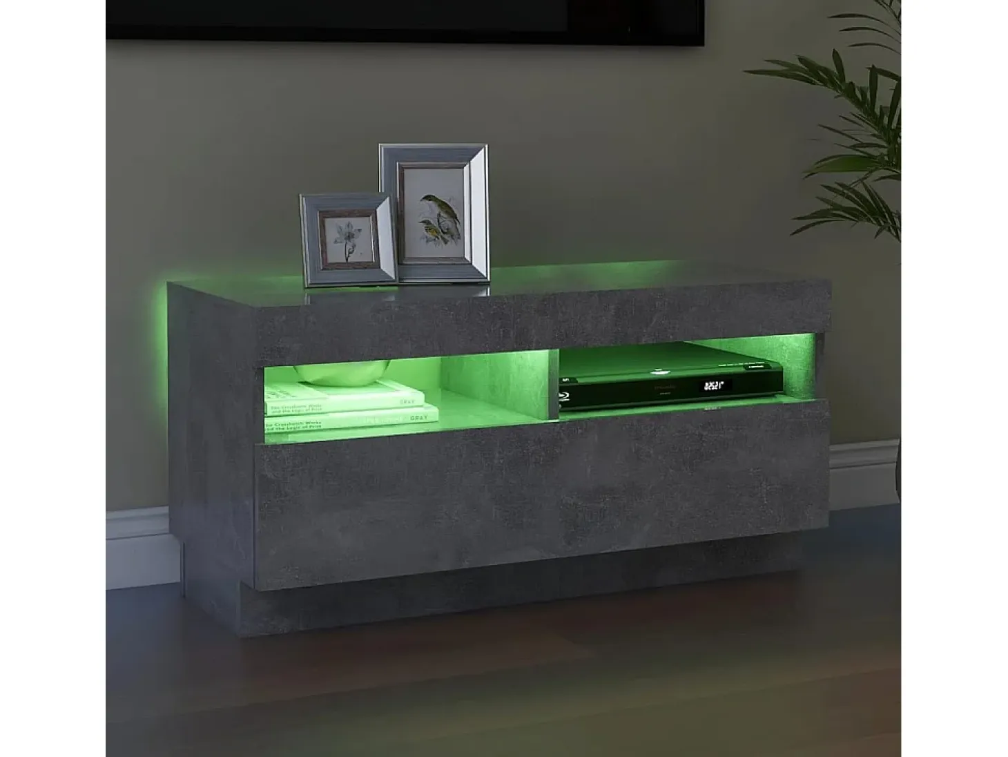 Mueble de TV con luces LED gris hormigón 80x35x40 cm