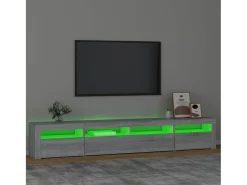 Mueble de TV con luces LED gris Sonoma 240x35x40 cm