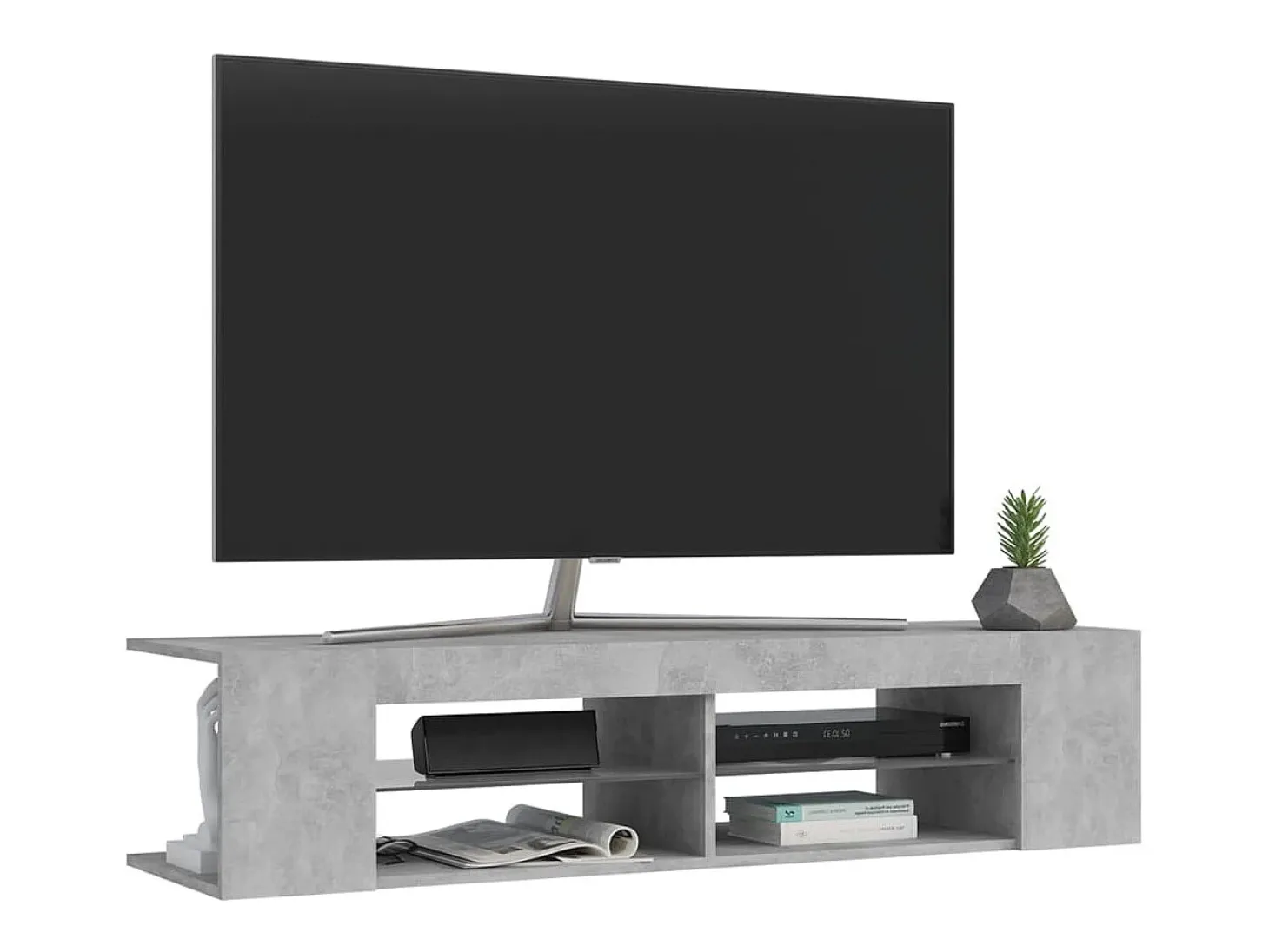 Mueble de TV con luces LED gris hormigón 135x39x30 cm