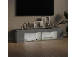 Mueble de TV con luces LED gris hormigón 135x39x30 cm