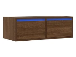 Mueble de TV con luces LED roble marrón 75x35,5x25 cm