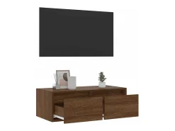 Mueble de TV con luces LED roble marrón 75x35,5x25 cm