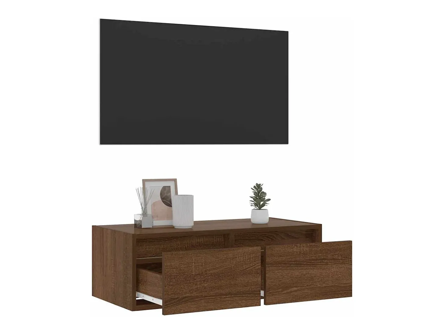 Mueble de TV con luces LED roble marrón 75x35,5x25 cm
