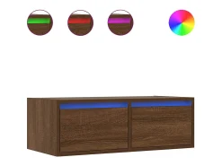 Mueble de TV con luces LED roble marrón 75x35,5x25 cm