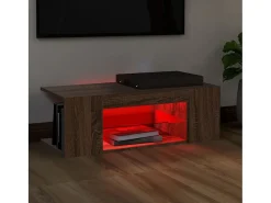 Mueble de TV con luces LED color roble marrón 90x39x30 cm
