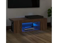 Mueble de TV con luces LED color roble marrón 90x39x30 cm