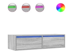 Mueble de TV con luces LED sonoma gris 100X35,5x25 cm