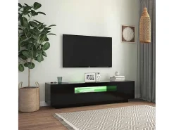 Mueble de TV con luces LED negro 160x35x40 cm