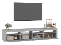 Mueble de TV con luces LED gris Sonoma 210x35x40 cm