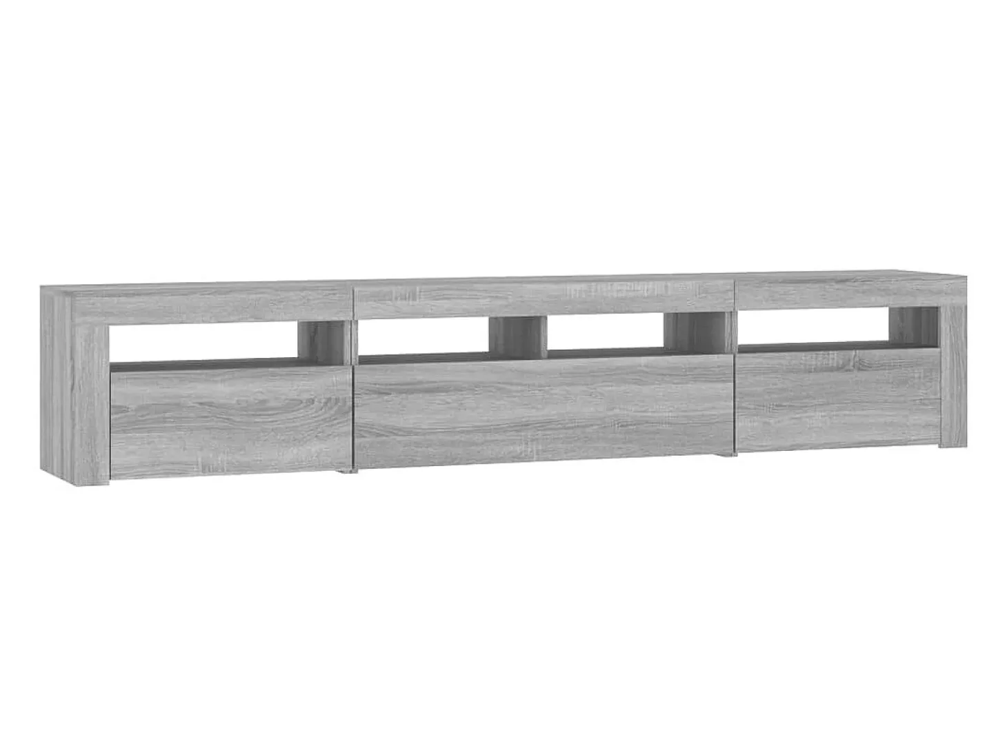 Mueble de TV con luces LED gris Sonoma 210x35x40 cm