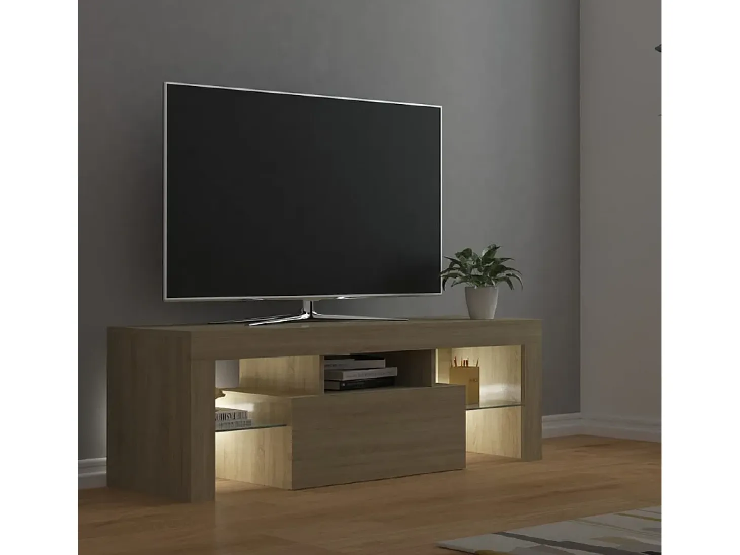 Mueble de TV con luces LED roble Sonoma 120x35x40 cm