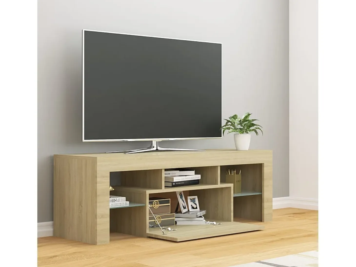 Mueble de TV con luces LED roble Sonoma 120x35x40 cm