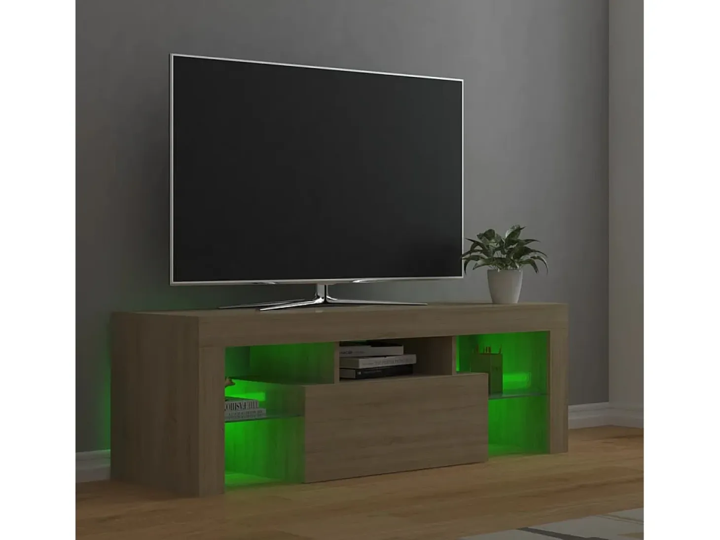 Mueble de TV con luces LED roble Sonoma 120x35x40 cm