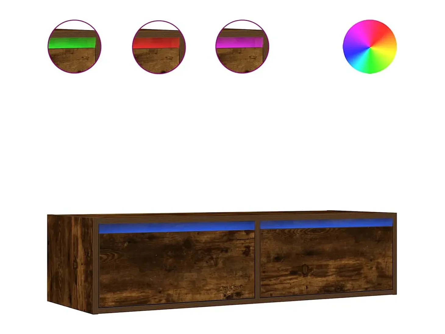 Mueble de TV con luces LED roble ahumado 100X35,5x25 cm