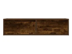 Mueble de TV con luces LED roble ahumado 100X35,5x25 cm
