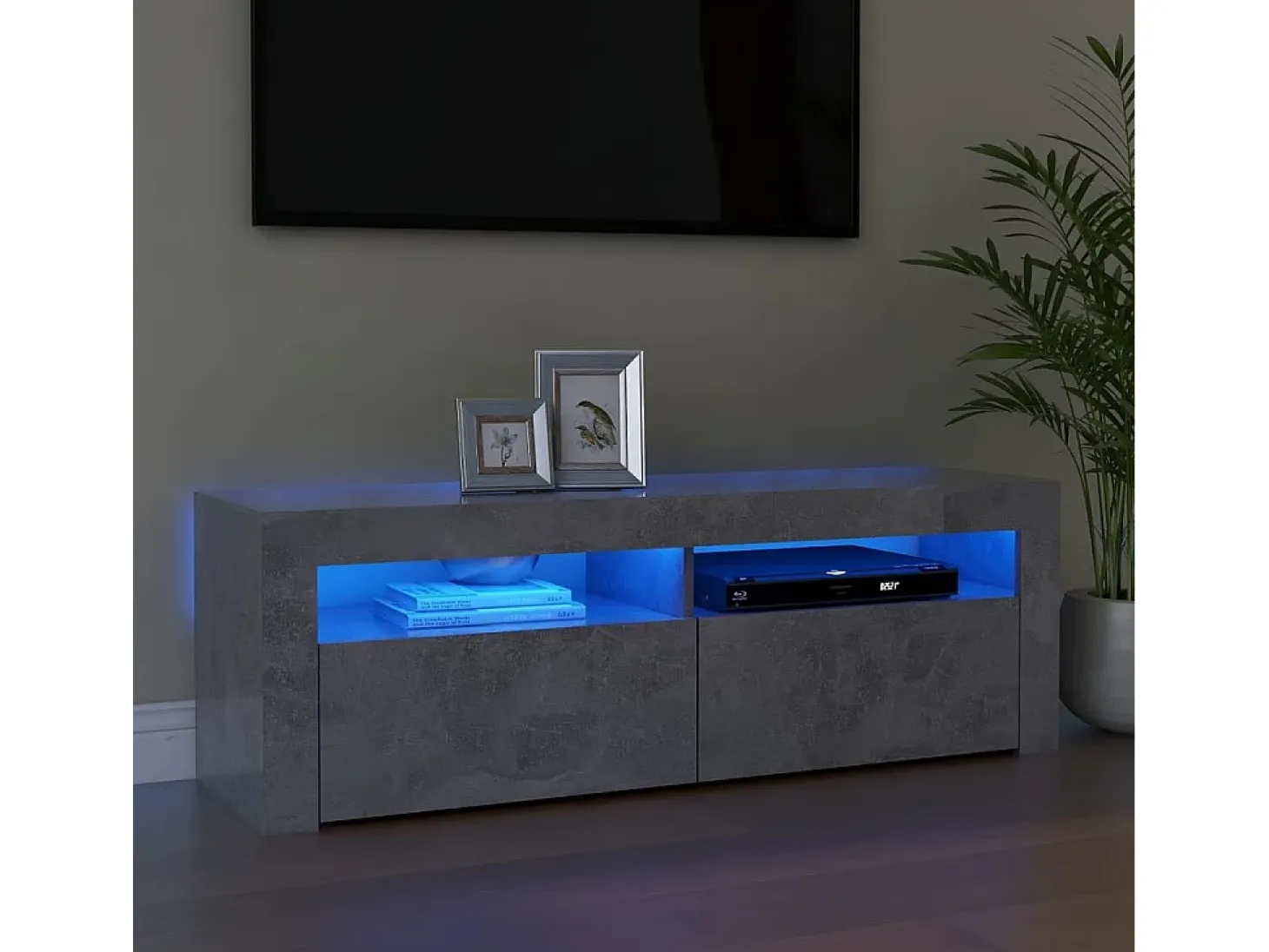 Mueble de TV con luces LED gris hormigón 120x35x40 cm