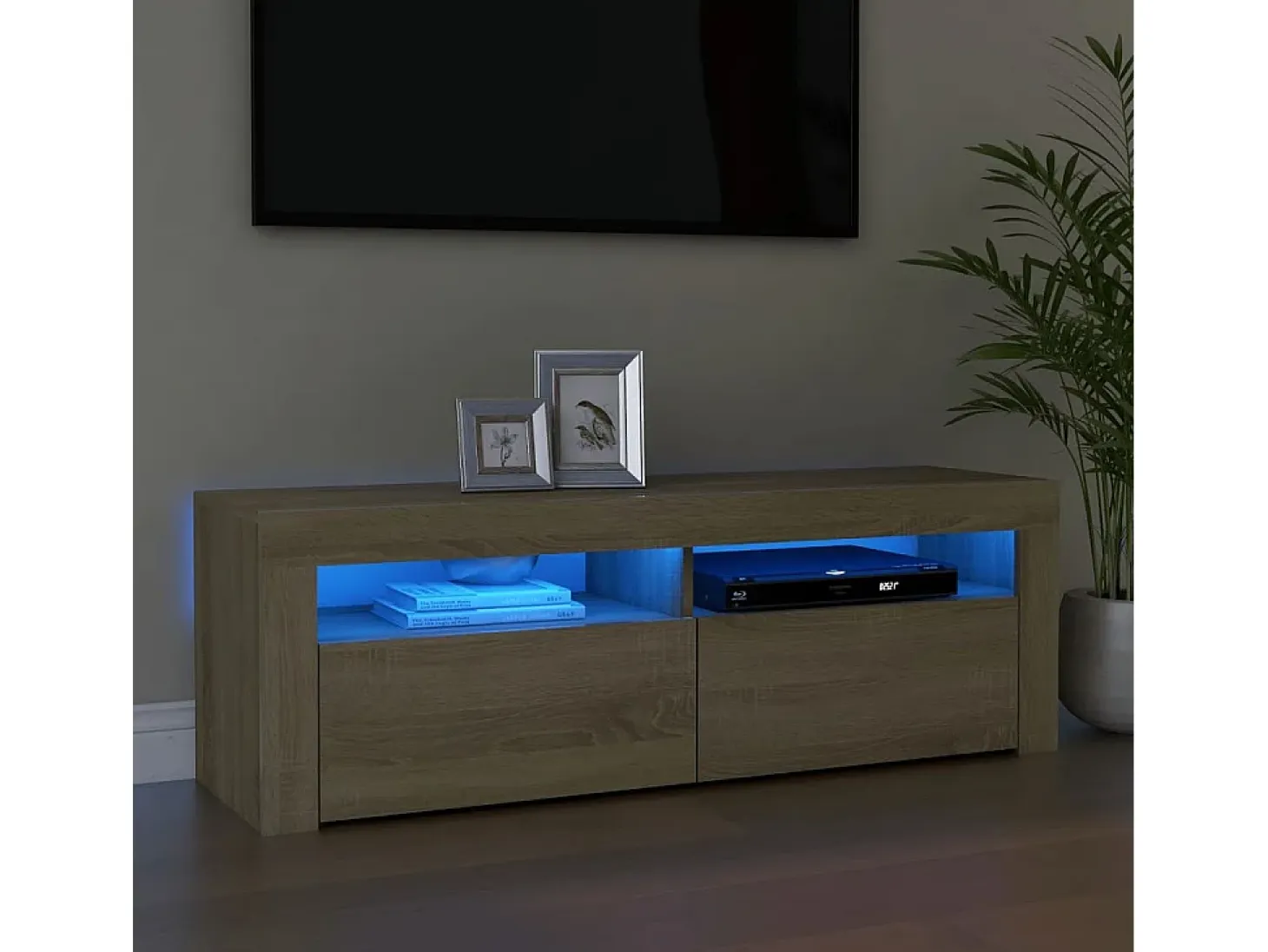 Mueble de TV con luces LED roble Sonoma 120x35x40 cm