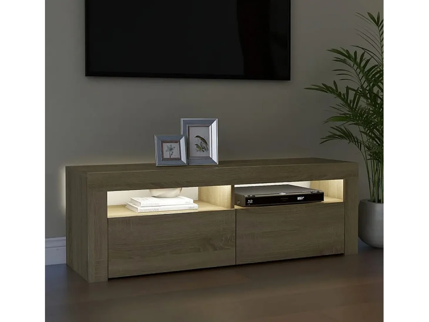 Mueble de TV con luces LED roble Sonoma 120x35x40 cm