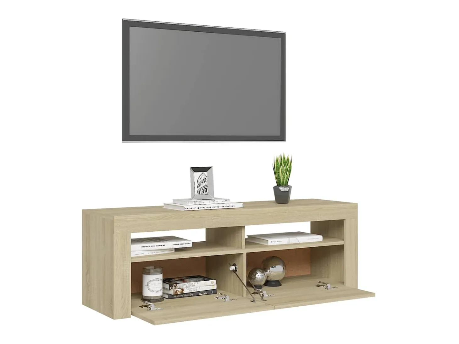 Mueble de TV con luces LED roble Sonoma 120x35x40 cm