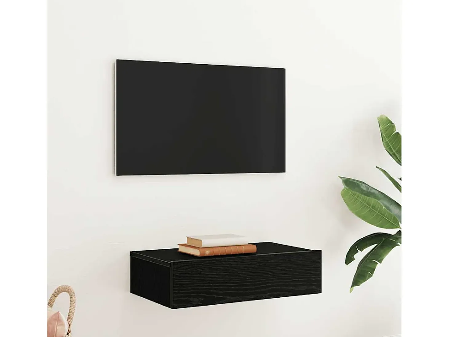 Mueble de TV con luces LED Roble Negro 60x35x15,5 cm