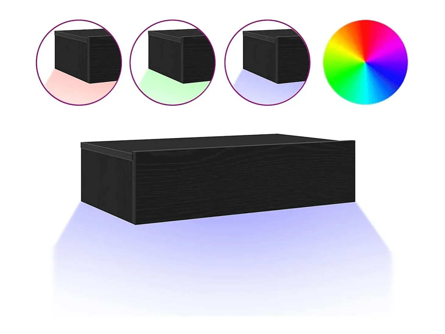 Mueble de TV con luces LED Roble Negro 60x35x15,5 cm