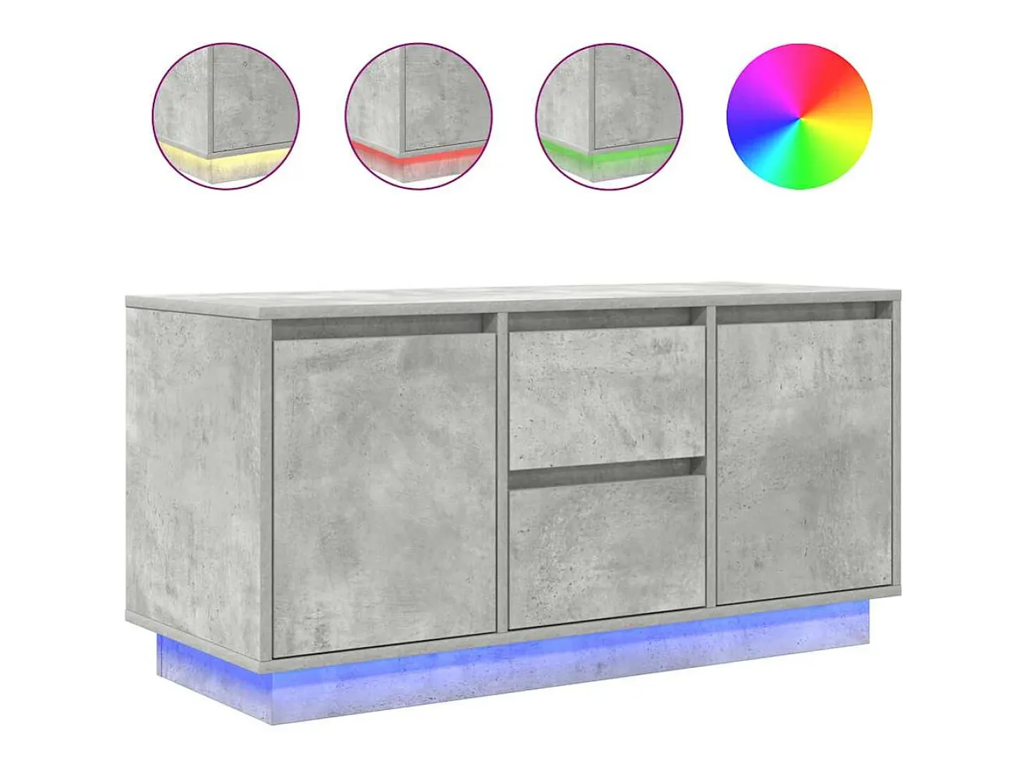 Mueble de TV con luces LED gris hormigón 100x41x50 cm