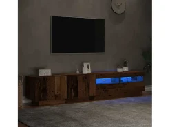 Mueble de TV con luces LED madera vieja madera de ingeniería